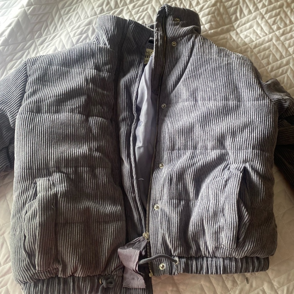 Blue puffer jacket